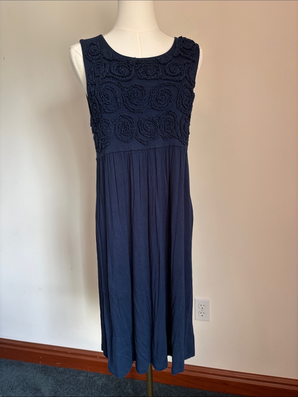 Design History Navy Rosette-Detail Sleeveless Midi Dress